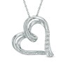 Thumbnail Image 0 of Diamond Accent Tilted Ribbon Heart Pendant in Sterling Silver