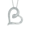 Thumbnail Image 1 of Diamond Accent Tilted Ribbon Heart Pendant in Sterling Silver