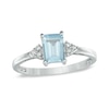 Thumbnail Image 1 of Emerald-Cut Aquamarine and Diamond Accent Ring in 10K White Gold