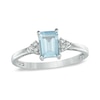 Thumbnail Image 0 of Emerald-Cut Aquamarine and Diamond Accent Ring in 10K White Gold