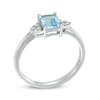 Thumbnail Image 1 of Emerald-Cut Aquamarine and Diamond Accent Ring in 10K White Gold