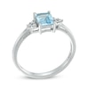 Thumbnail Image 2 of Emerald-Cut Aquamarine and Diamond Accent Ring in 10K White Gold