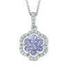 Thumbnail Image 0 of Tanzanite and 0.20 CT. T.W Diamond Flower Pendant in Sterling Silver