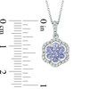 Thumbnail Image 1 of Tanzanite and 0.20 CT. T.W Diamond Flower Pendant in Sterling Silver