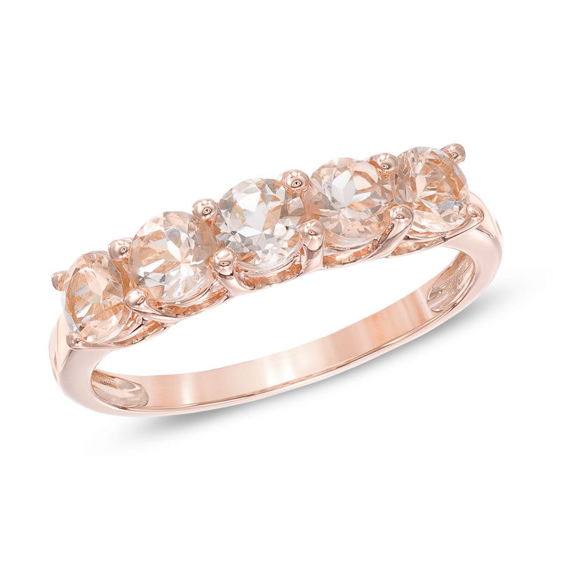 Main Image 1 of Morganite Five Stone Ring in 10K Rose Gold