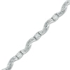 Thumbnail Image 0 of Lab-Created White Sapphire and Diamond Accent Twist Bracelet in Sterling Silver - 7.25"