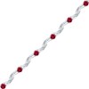 Thumbnail Image 0 of Lab-Created Ruby and Diamond Accent Twist Bracelet in Sterling Silver - 7.25"