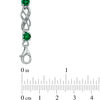 Thumbnail Image 1 of Lab-Created Emerald and 0.04 CT. T.W. Diamond Infinity Bracelet in Sterling Silver - 7.5"