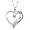 Thumbnail Image 0 of Lab-Created Pink and White Sapphire Heart Pendant in Sterling Silver