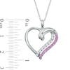 Thumbnail Image 1 of Lab-Created Pink and White Sapphire Heart Pendant in Sterling Silver