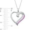 Lab-Created Pink and White Sapphire Heart Pendant in Sterling Silver