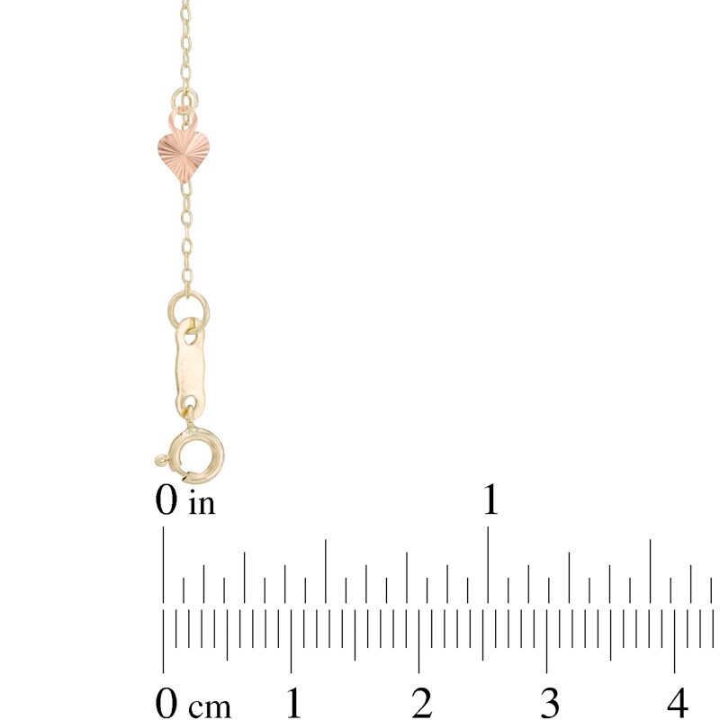 Main Image 2 of Dangle Heart Anklet in 10K Tri-Tone Gold - 11"