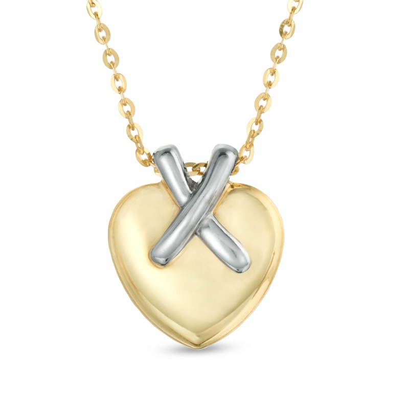 Heart Puff Pendant in 10K Two-Tone Gold
