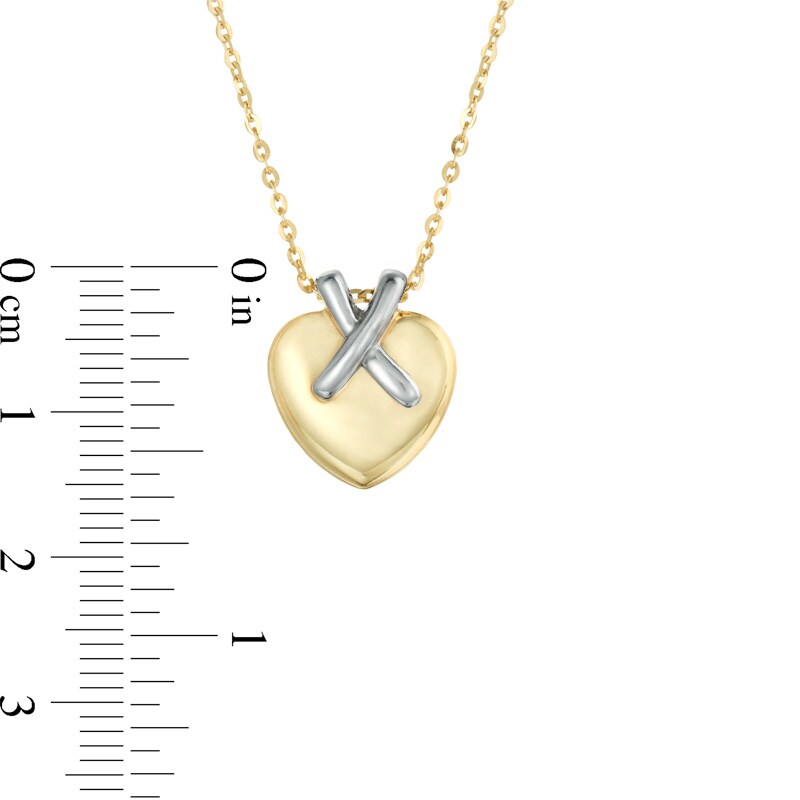 Heart Puff Pendant in 10K Two-Tone Gold