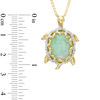 Thumbnail Image 2 of Oval Green Jade and Diamond Accent Turtle Pendant in 10K Gold