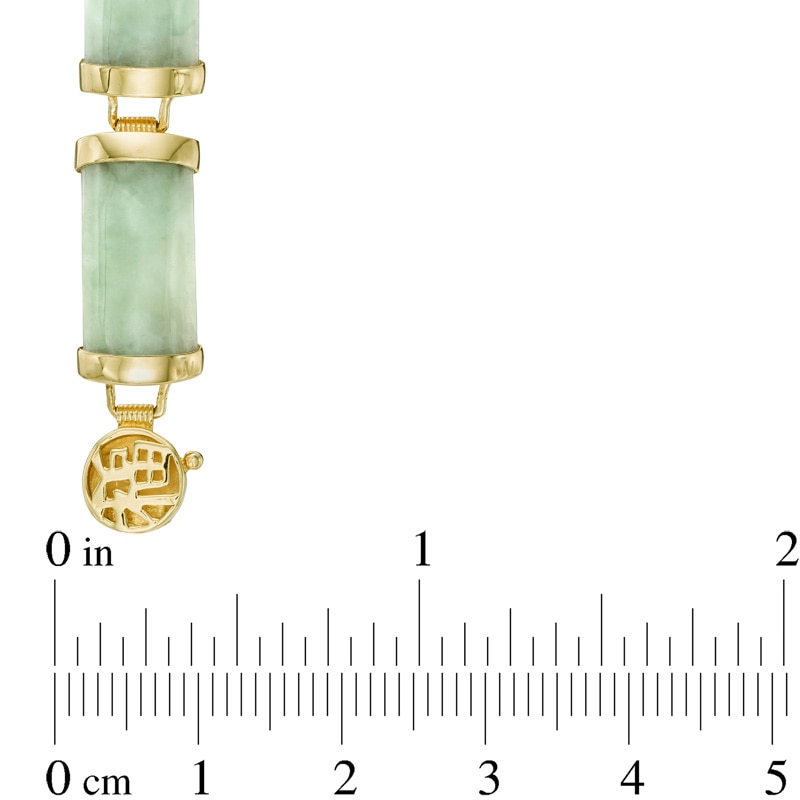 Main Image 2 of Rectangular Jade Link Bracelet in 10K Gold - 7.25"