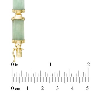 Rectangular Jade Link Bracelet in 10K Gold - 7.25"