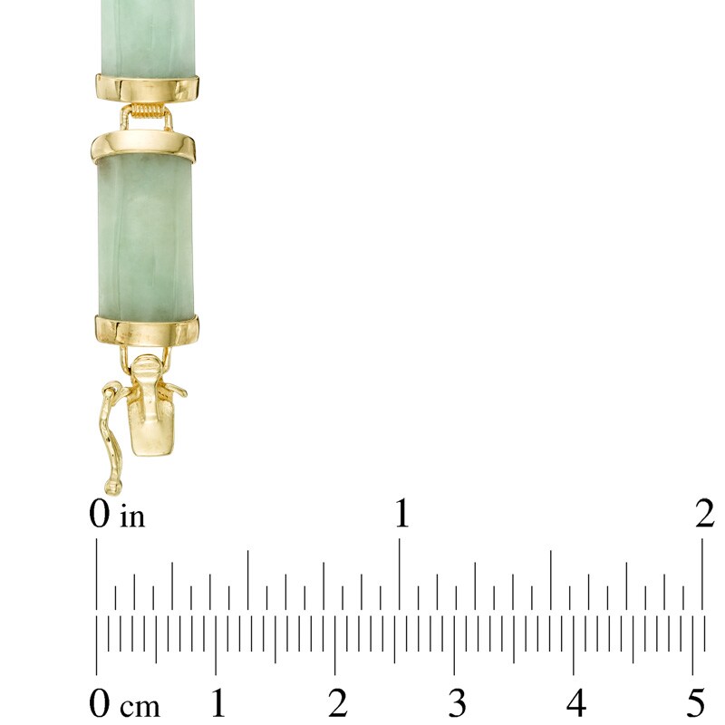 Main Image 3 of Rectangular Jade Link Bracelet in 10K Gold - 7.25"
