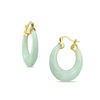 Thumbnail Image 1 of 28.0mm Jade Hoop Earrings in 10K Gold