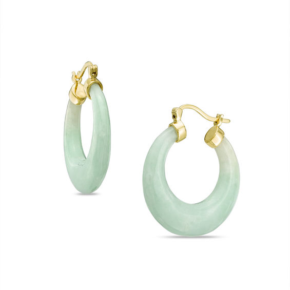 28.0mm Jade Hoop Earrings in 10K Gold Peoples Jewellers
