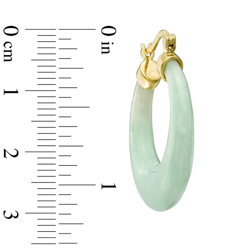 Main Image 2 of 28.0mm Jade Hoop Earrings in 10K Gold