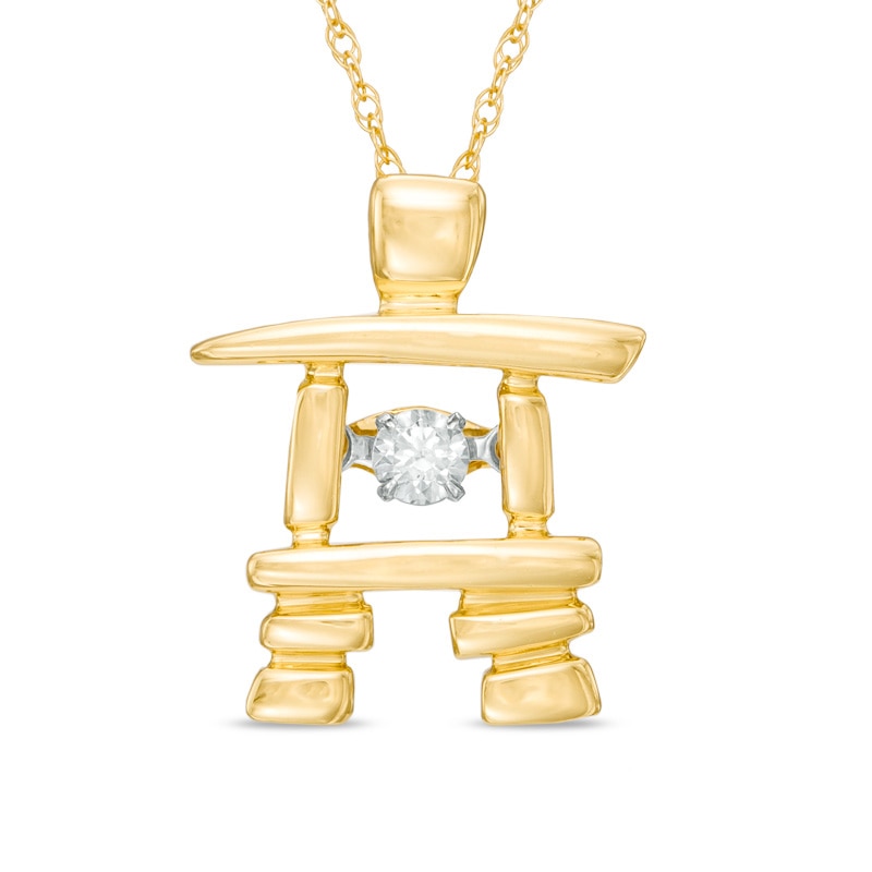 Unstoppable Love™ 0.10 CT. Certified Canadian Diamond Solitaire Inukshuk Pendant in 10K Gold (I/I2)