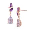 Thumbnail Image 0 of Multi-Gemstone and Lab-Created White Sapphire Drop Earrings in Sterling Silver with 14K Rose Gold Plate