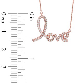Lab-Created White Sapphire "Love" Necklace in Sterling Silver with 14K Rose Gold Plate - 16.5"