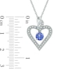 Thumbnail Image 2 of 5.0mm Tanzanite and 0.10 CT. T.W. Diamond Vintage-Style Heart Pendant in Sterling Silver