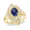 Oval Lab-Created Blue and White Sapphire Ring in 10K Gold
