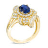 Thumbnail Image 1 of Oval Lab-Created Blue and White Sapphire Ring in 10K Gold