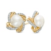 Thumbnail Image 0 of 6.0mm Cultured Freshwater Pearl and 0.11 CT. T.W. Diamond Stud Earrings in 10K Gold
