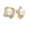 6.0mm Freshwater Cultured Pearl and 0.11 CT. T.W. Diamond Stud Earrings in 10K Gold
