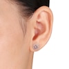 Thumbnail Image 3 of 6.0mm Morganite and 0.09 CT. T.W. Diamond Frame Stud Earrings in Rose Rhodium Sterling Silver