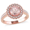 Thumbnail Image 0 of 7.0mm Morganite and 0.14 CT. T.W. Diamond Frame Ring in Rose Rhodium Sterling Silver