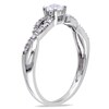 Thumbnail Image 1 of 3.5mm Lab-Created White Sapphire and Diamond Accent Promise Ring in 10K White Gold