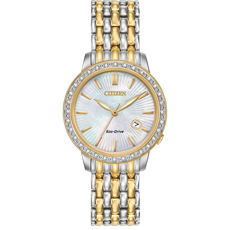 Ladies' Citizen Eco-Drive® Diamond Accent Watch with Mother-of-Pearl Dial (Model: EW2284-57D)|Peoples Jewellers
