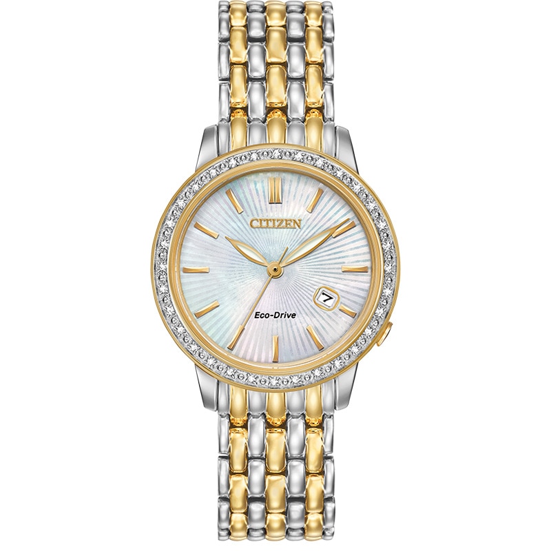Ladies' Citizen Eco-Drive® Diamond Accent Watch with Mother-of-Pearl Dial (Model: EW2284-57D)