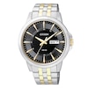 Men's Citizen Quartz Two-Tone Watch with Black Dial (Model: BF2018-52E)