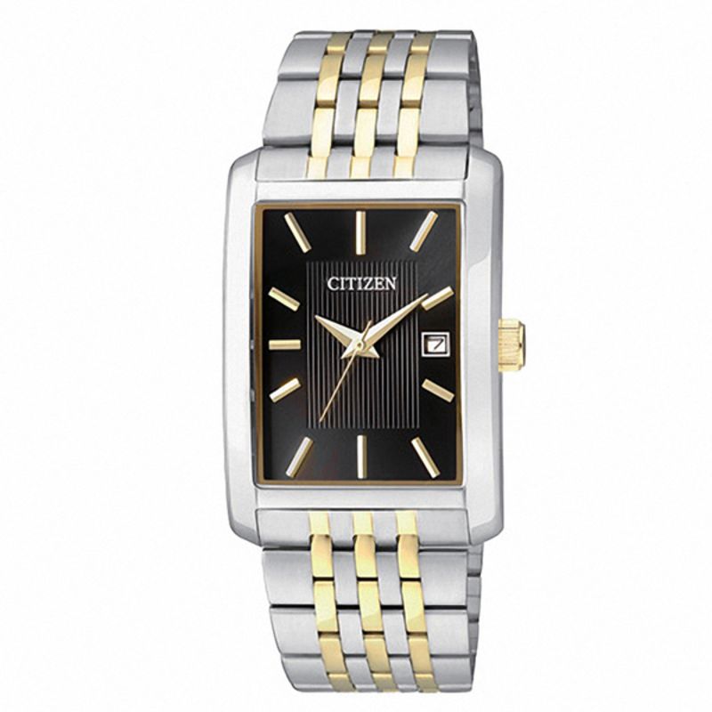 Men s Citizen Quartz Watch with Rectangular Black Dial Model BH1678 56E Peoples Jewellers