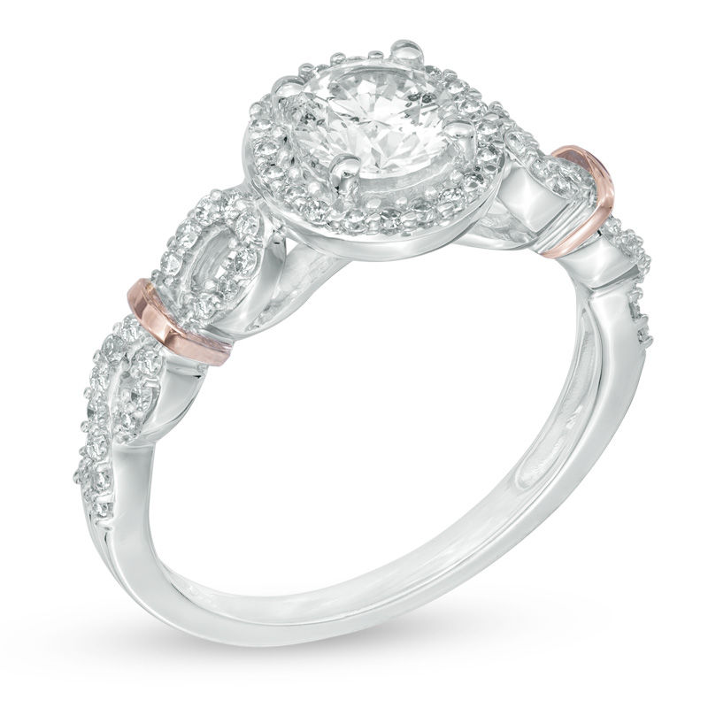 Celebration Canadian Ideal 0.95 CT. T.W. Certified Diamond Frame Engagement Ring 14K Two-Tone Gold (I/I1)