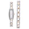 Ladies' Bulova Crystal Accent Watch with Rectangular Mother-of-Pearl Dial Boxed Watch and Bracelet Set (Model: 98X110)
