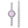 Ladies' Bulova Crystal Accent Watch with Pink Mother-of-Pearl Dial Boxed Watch and Bracelet Set (Model: 96X131)