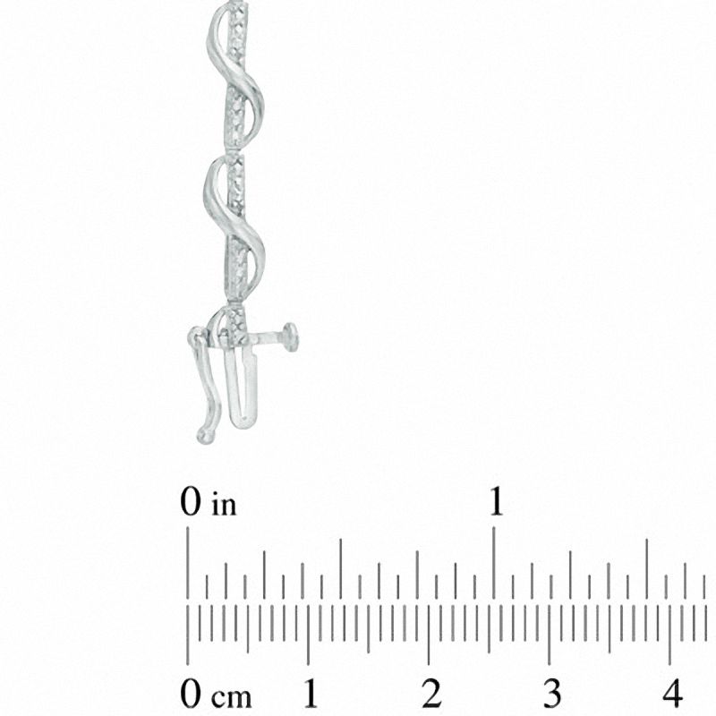 0.10 CT. T.W. Diamond Ribbon Overlay Line Bracelet in Sterling Silver - 7.25"