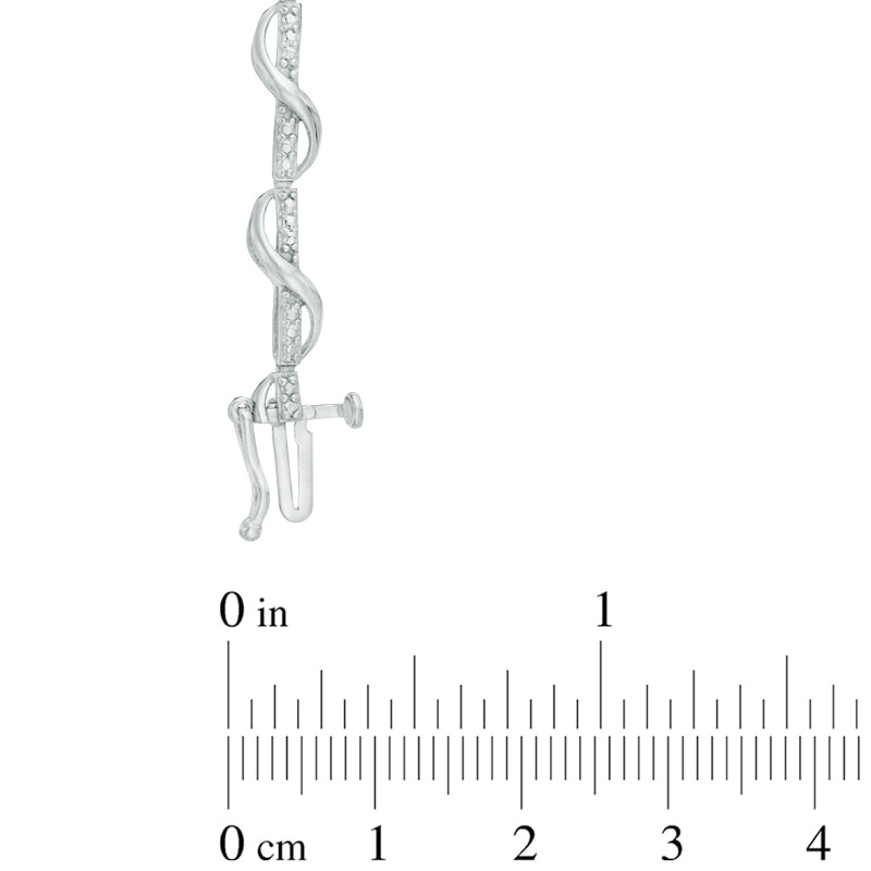 Main Image 2 of 0.10 CT. T.W. Diamond Ribbon Overlay Line Bracelet in Sterling Silver - 7.25"
