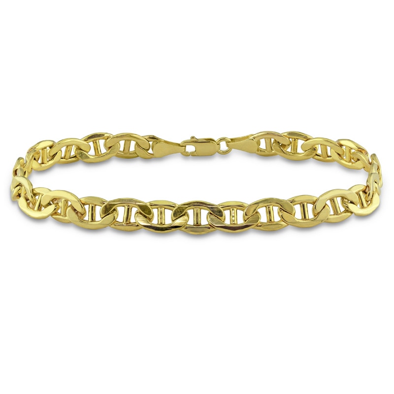 Main Image 1 of Men's 7.0mm Mariner Chain Bracelet in 10K Gold - 9.0"