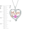 Thumbnail Image 1 of Unstoppable Love™ Lab-Created Pink and White Sapphire MOM Heart Pendant in Sterling Silver and 14K Rose Gold Plate