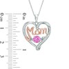 Unstoppable Love™ Lab-Created Pink and White Sapphire MOM Heart Pendant in Sterling Silver and 14K Rose Gold Plate