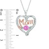 Thumbnail Image 1 of Unstoppable Love™ Lab-Created Pink and White Sapphire MOM Heart Pendant in Sterling Silver and 14K Rose Gold Plate