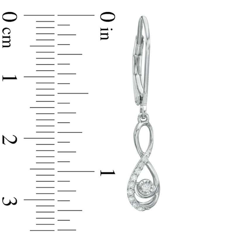 Main Image 2 of 0.11 CT. T.W. Diamond Infinity Drop Earrings in 10K White Gold